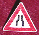 Road Sign 2 x 2 Triangle with Clip with Narrow Road Ahead Pattern