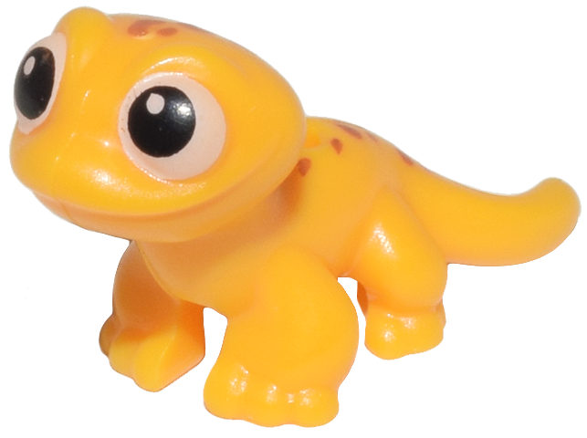 Salamander / Gecko, Friends Style with Black and White Eyes and Dark Orange Spots Pattern (Lizard Popcorn)