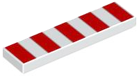 Tile 1 x 4 with 5 Red Stripes Pattern