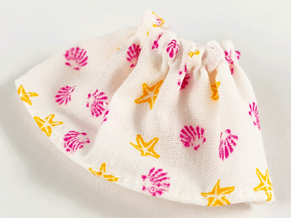 Belville, Clothes Skirt Short, Clam / Scallop Shells and Starfish Pattern, Adult
