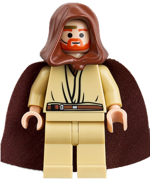 [M sw0234 (No Colour)] Obi-Wan Kenobi - Young, Light Nougat, Reddish Brown Hood and Cape, Gold Headset