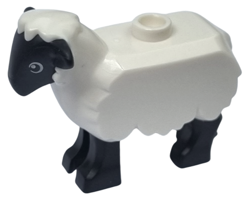 [P 74188pb01 (White)] Sheep with Black Head and Legs and Eyes Pattern
