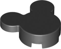 [P 74169 (Black)] Brick, Round 2 x 2 x 2/3 No Studs with 2 Tile, Round 1 x 1 (Mickey Mouse Head)
