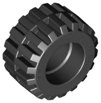 [P 87697 (Black)] Tire 21mm D. x 12mm - Offset Tread Small Wide, Band Around Center of Tread