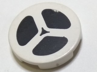 [P 4150px25 (White)] Tile, Round 2 x 2 with Movie / Tape Reel Pattern