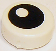 [P 98138pb007 (White)] Tile, Round 1 x 1 with Black Eye with Pupil Pattern