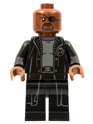 [M sh585b (No Colour)] Nick Fury - Gray Sweater and Black Trench Coat, No Shirt Tail