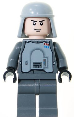 [M sw0261 (No Colour)] Imperial Officer with Battle Armor (Captain / Commandant / Commander) - Dark Bluish Gray Legs, Smirk