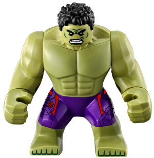 [M sh173 (No Colour)] Hulk with Black Hair and Dark Purple Pants with Avengers Logo