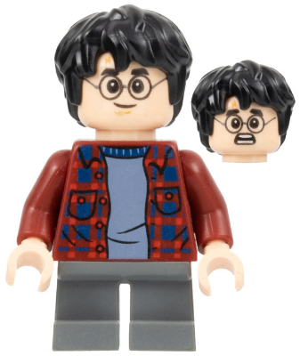 [M hp143 (No Colour)] Harry Potter, Dark Red Plaid Flannel Shirt, Dark Bluish Gray Short Legs