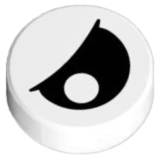 [P 98138pb027 (White)] Tile, Round 1 x 1 with Black Eye Partially Closed with Off-Center Pupil Pattern