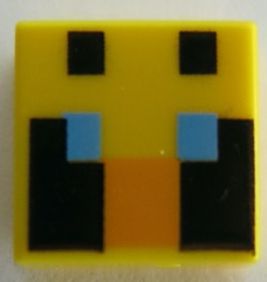 [P 3070bpb201 (Yellow)] Tile 1 x 1 with Groove with Passive Bee Eyes Minecraft Pixelated Pattern