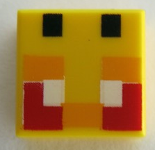 [P 3070bpb200 (Yellow)] Tile 1 x 1 with Groove with Angry Bee Eyes Minecraft Pixelated Pattern