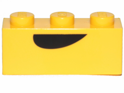[P 3622pb102 (Yellow)] Brick 1 x 3 with Black Curved Semicircle Pattern (Banarnar Mouth)