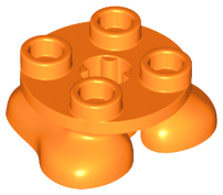 [P 66858 (Orange)] Legs with Plate Round 2 x 2 and Axle Hole - 2 Feet