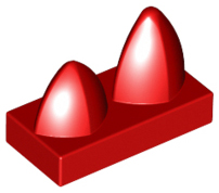[P 15209 (Red)] Tile, Modified 1 x 2 with 2 Teeth Vertical