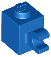 [P 60476 (Blue)] Brick, Modified 1 x 1 with Clip (Horizontal Grip)