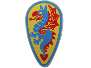 [P 2586p4c (Light Gray)] Minifigure, Shield Ovoid with Dragon Blue and Red Pattern