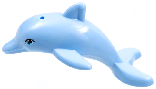 [P 13392pb01 (Bright Light Blue)] Dolphin, Friends / Elves, Jumping with Bottom Axle Holder with Almond Shape Medium Azure Eyes with Eyelashes Pattern