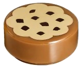 [P 98138pb014 (Medium Nougat)] Tile, Round 1 x 1 with Cookie Tan Frosting and Chocolate Sprinkles Pattern