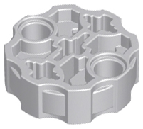 [P 98585 (Light Bluish Gray)] Technic, Axle Connector Block Round with 2 Pin Holes and 3 Axle Holes (Hero Factory Weapon Barrel)