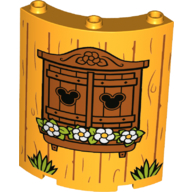 [P 30562pb077 (Bright Light Orange)] Cylinder Quarter 4 x 4 x 6 with Grass, Flowers, Mickey Mouse Heads and Wooden Shutters Pattern