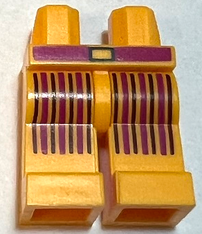 [P 970c00pb1330 (Bright Light Orange)] Hips and Legs with Black and Magenta Belt and Vertical Stripes Pattern (BAM)