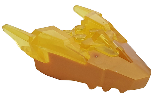 [P 82276pb02 (Trans-Yellow)] Dragon Head (Ninjago) Jaw Upper with Horns with Molded Pearl Gold Face Pattern