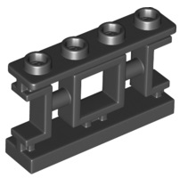 [P 32932 (Black)] Fence 1 x 4 x 2 Ornamental Asian Lattice with 4 Studs