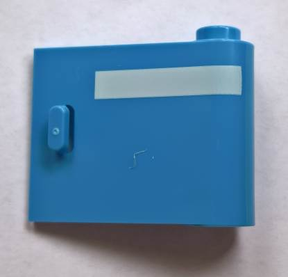 [P 92263pb004 (Medium Blue)] Door 1 x 3 x 2 Right - Open Between Top and Bottom Hinge with Horizontal White Line Pattern