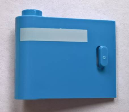 [P 92262pb004 (Medium Blue)] Door 1 x 3 x 2 Left - Open Between Top and Bottom Hinge with Horizontal White Line Pattern
