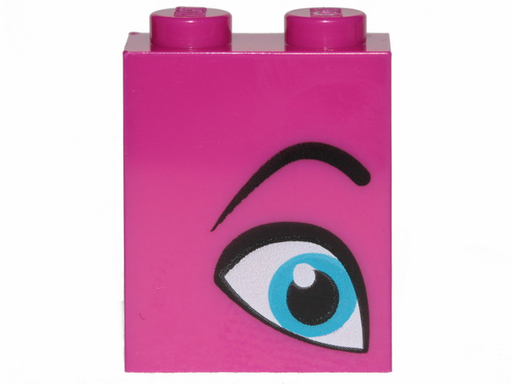 [P 3245cpb094 (Magenta)] Brick 1 x 2 x 2 with Inside Stud Holder with Medium Azure Eye and Black Eyebrow Pattern Model Right Side (Queen Watevra Wa'Nabi)
