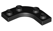 [P 68568 (Black)] Plate, Round Corner 3 x 3 with 2 x 2 Curved Cutout