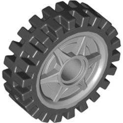 [P 74214c01 (Light Bluish Gray)] Wheel 24 x 7 with Shallow Spokes with Fixed Black Rubber Tire