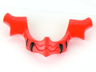 [P 11691pb02 (Red)] Minifigure, Visor Chin Guard Elaborate with Black Fangs Pattern