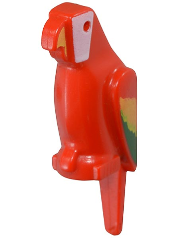 [P 2546p01 (Red)] Bird, Parrot with Small Beak with Green and Yellow Feathers, White Face and Yellow Beak Pattern