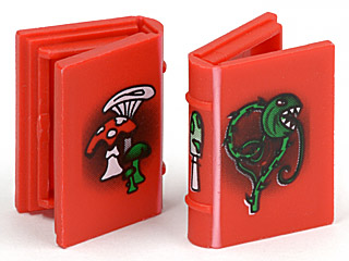 [P 33009px2 (Red)] Minifigure, Utensil Book 2 x 3 with Mushrooms and Vine Pattern