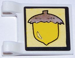 [P 2335pb031 (White)] Flag 2 x 2 Square with Acorn Pattern on both sides (Stickers) - Set 3831