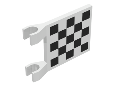 [P 2335p03 (White)] Flag 2 x 2 Square with Checkered Pattern (Printed)