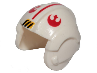 [P x164px2 (White)] Minifigure, Headgear Helmet SW Rebel Pilot with Red Rebel Logo and Stripe Pattern