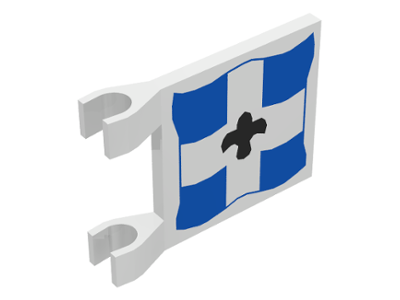 [P 2335p04 (White)] Flag 2 x 2 Square with Imperial Soldier Black Symbol over White Cross on Blue Background Pattern on Both Sides