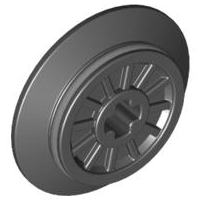 [P 55423c01 (Black)] Train Wheel RC, Spoked with Technic Axle Hole and Rubber Friction Band