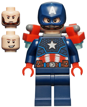 [M sh818 (No Colour)] Captain America - Dark Blue Suit, Red Hands, Jet Pack