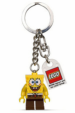 [G 851838 (No Colour)] SpongeBob Key Chain with Lego Logo Tile, Modified 3 x 2 Curved with Hole