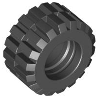 [P 6015 (Black)] Tire 21mm D. x 12mm - Offset Tread Small Wide
