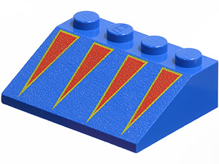 [P 3297px1 (Blue)] Slope 33 3 x 4 with Red Triangles with Yellow Borders Pattern