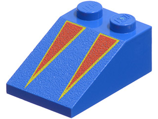 [P 3298px2 (Blue)] Slope 33 3 x 2 with Red Triangles with Yellow Borders Pattern