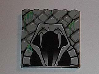 [P 3754pb03 (Light Gray)] Brick 1 x 6 x 5 with Stone and Open Mouth Snake Pattern (4730)