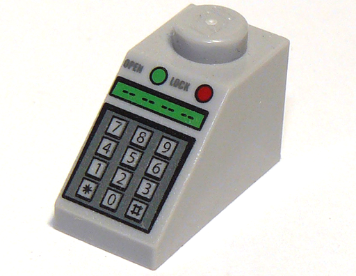 Slope 45 2 x 1 with Number Keypad, 'OPEN', 'LOCK', and Green and Red Buttons Pattern