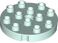 [P 98222 (Light Aqua)] Duplo, Plate Round 4 x 4 with Hole with Locking Ridges
